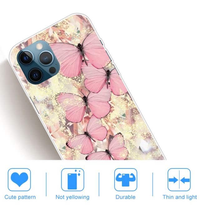 iPhone 13 Pro Max Handyhülle - Softcase Image Plastik Series - pinke Schmetterlinge