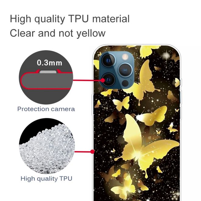 iPhone 13 Pro Max Handyhülle - Softcase Image Plastik Series - goldene Schmetterlinge