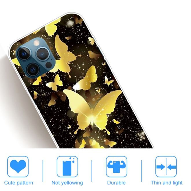 iPhone 13 Pro Max Handyhülle - Softcase Image Plastik Series - goldene Schmetterlinge