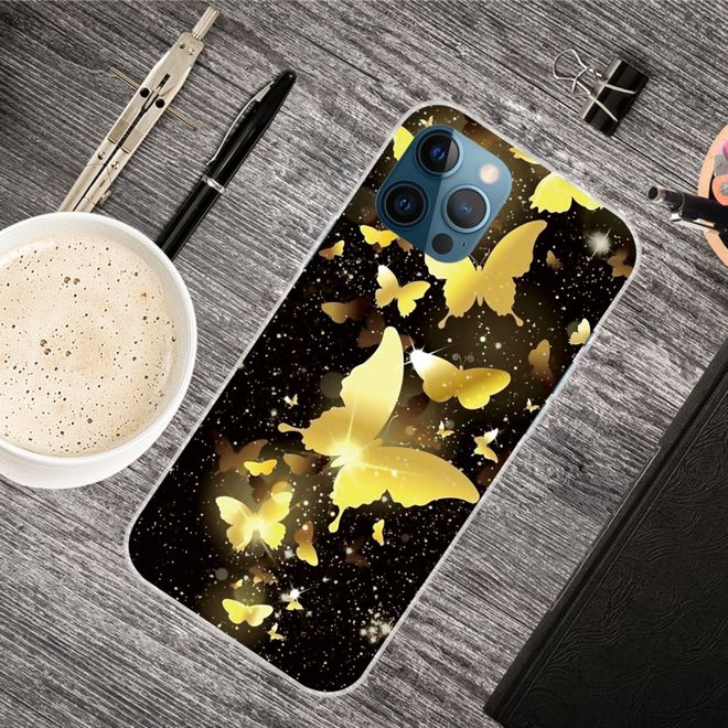 iPhone 13 Pro Max Handyhülle - Softcase Image Plastik Series - goldene Schmetterlinge