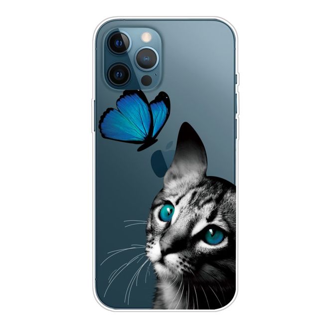iPhone 13 Pro Phone Case - Softcase Image Plastic Series - Butterfly and Cat