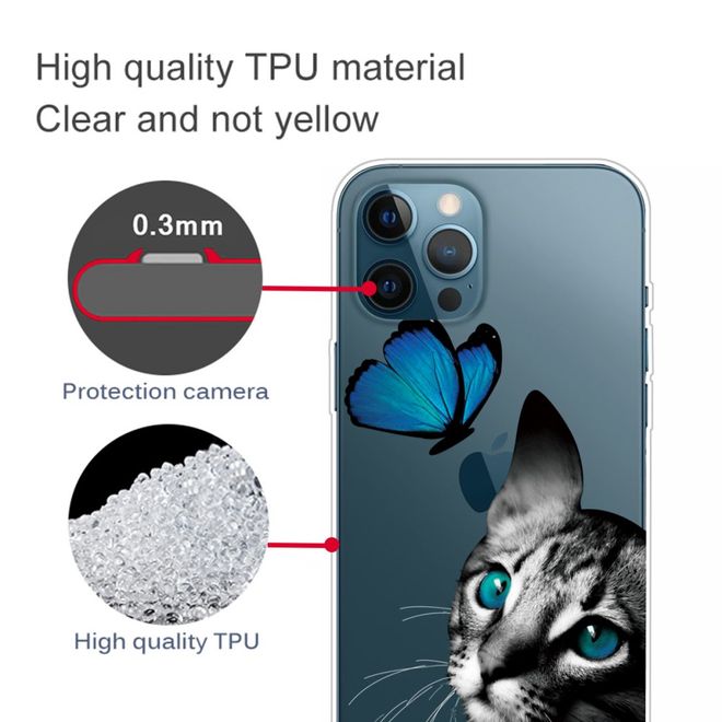 iPhone 13 Pro Phone Case - Softcase Image Plastic Series - Butterfly and Cat