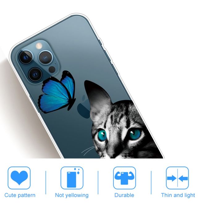 iPhone 13 Pro Phone Case - Softcase Image Plastic Series - Butterfly and Cat