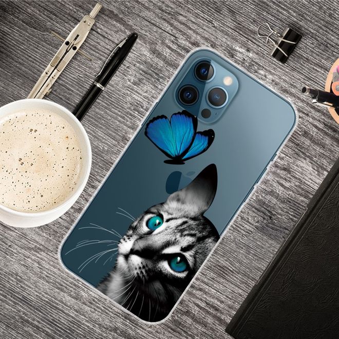 iPhone 13 Pro Phone Case - Softcase Image Plastic Series - Butterfly and Cat