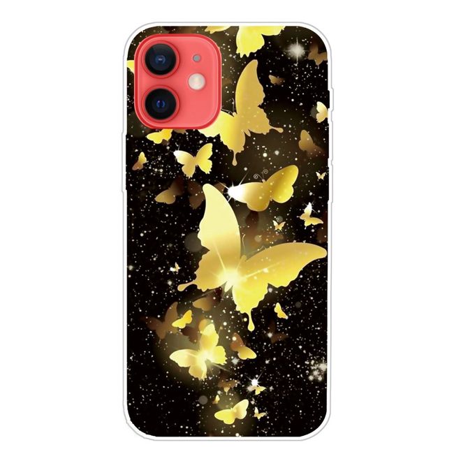 iPhone 13 Phone Case - Softcase Image Plastic Series - Golden Butterflies