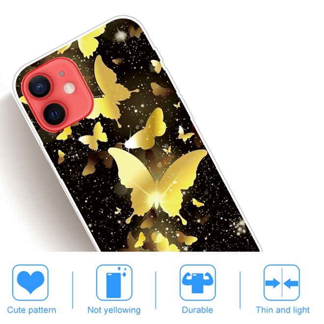 iPhone 13 Phone Case - Softcase Image Plastic Series - Golden Butterflies
