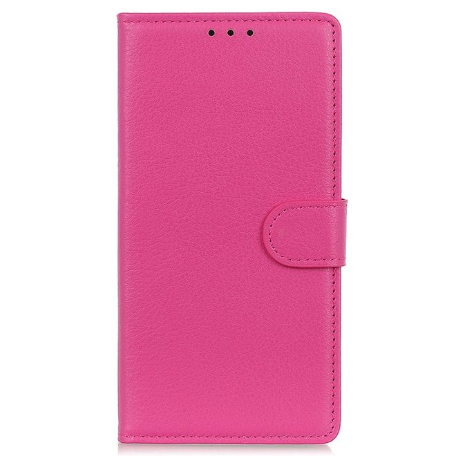 Étui pour iPhone 13 Pro Max - Collection Litchi Leather Bookcover - Rose