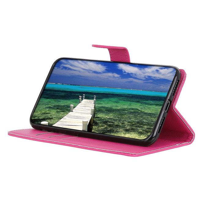 Étui pour iPhone 13 Pro Max - Collection Litchi Leather Bookcover - Rose