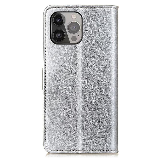 iPhone 13 Pro Max Phone Case - Classic II Leather Bookcover Series - Silver
