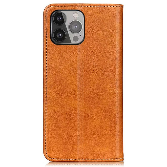 iPhone 13 Pro Max Phone Case - Classic V Leather Bookcover Series - Brown