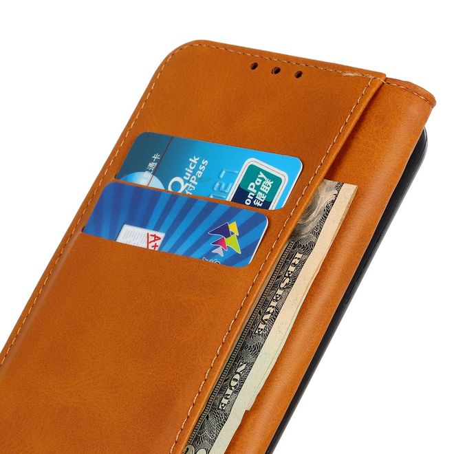 iPhone 13 Pro Max Phone Case - Classic V Leather Bookcover Series - Brown