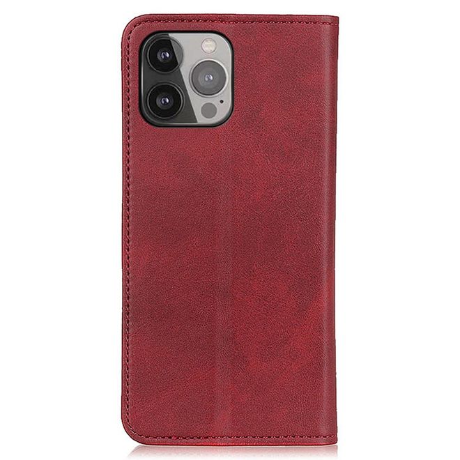 iPhone 13 Pro Max Handy Hülle - Classic V Leder Bookcover Series - rot