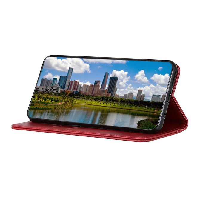 iPhone 13 Pro Max Handy Hülle - Classic V Leder Bookcover Series - rot