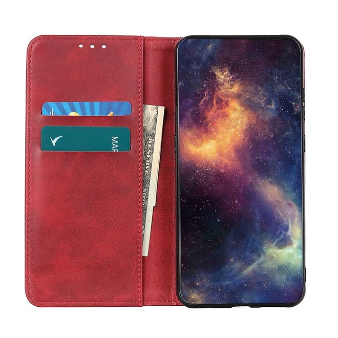 iPhone 13 Pro Max Handy Hülle - Classic V Leder Bookcover Series - rot