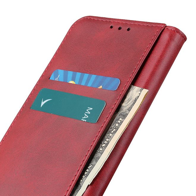 iPhone 13 Pro Max Handy Hülle - Classic V Leder Bookcover Series - rot