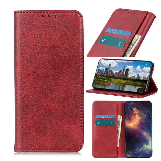iPhone 13 Pro Max Handy Hülle - Classic V Leder Bookcover Series - rot