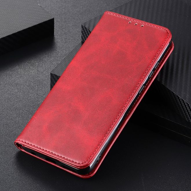 iPhone 13 Pro Max Handy Hülle - Classic V Leder Bookcover Series - rot