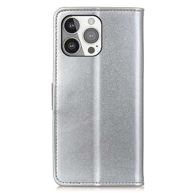 iPhone 13 Pro Phone Case - Classic II Leather Bookcover Series - Silver