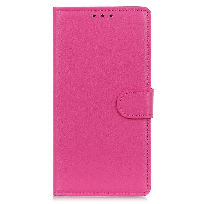 Étui pour iPhone 13 Pro - Collection Litchi Leather Bookcover - Rose