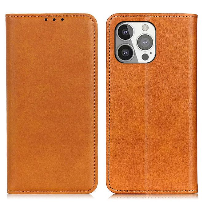 Étui pour iPhone 13 Pro - Collection Classic V Leather Bookcover - Marron