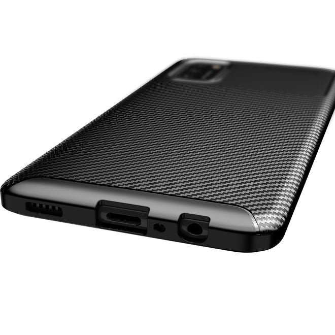 Samsung Galaxy A02s Handyhülle - Carbon Fiber TPU Softcase Series - schwarz