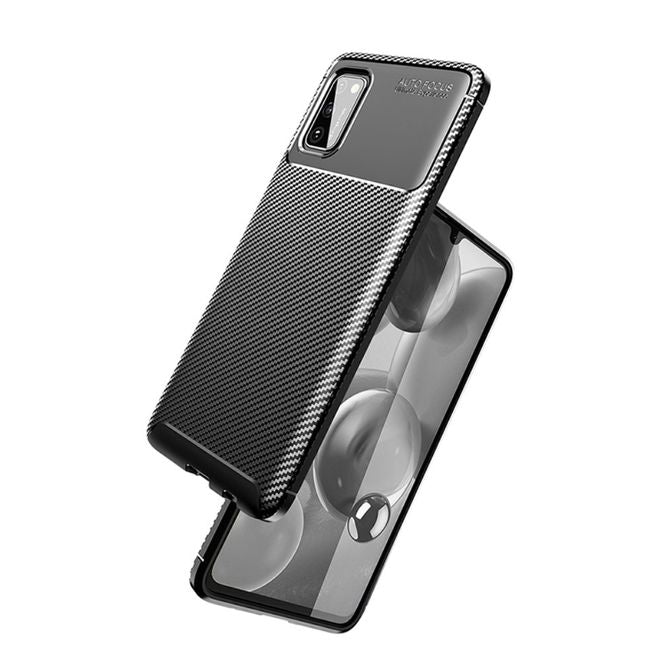 Samsung Galaxy A02s Handyhülle - Carbon Fiber TPU Softcase Series - schwarz