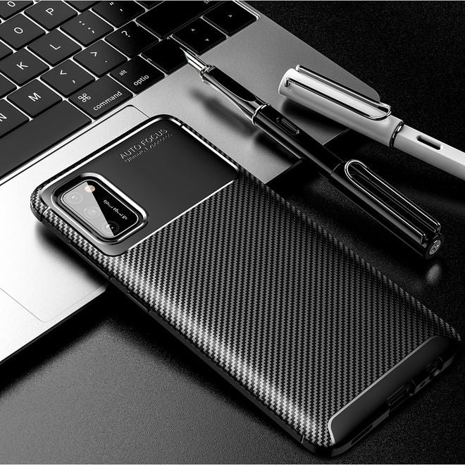 Samsung Galaxy A02s Handyhülle - Carbon Fiber TPU Softcase Series - schwarz