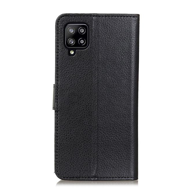 Samsung Galaxy A22 4G Handy Hülle - Litchi Leder Bookcover Series - schwarz