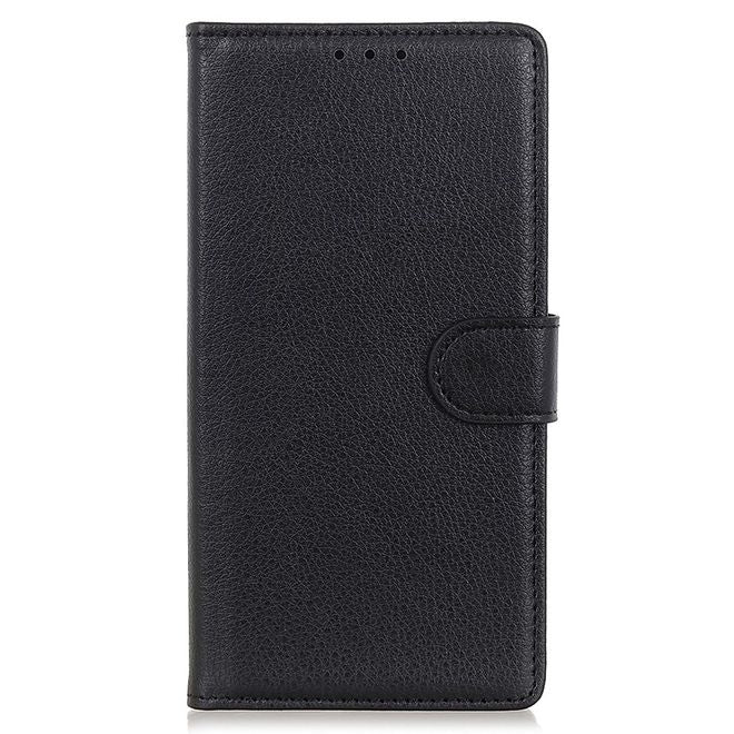iPhone 13 Pro Max Handy Hülle - Litchi Leder Bookcover Series - schwarz