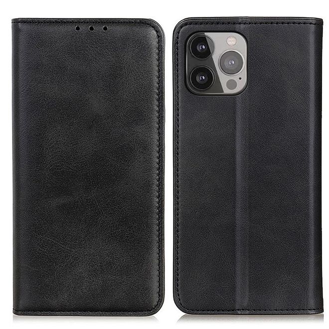 iPhone 13 Pro Max Handy Hülle - Classic V Leder Bookcover Series - schwarz