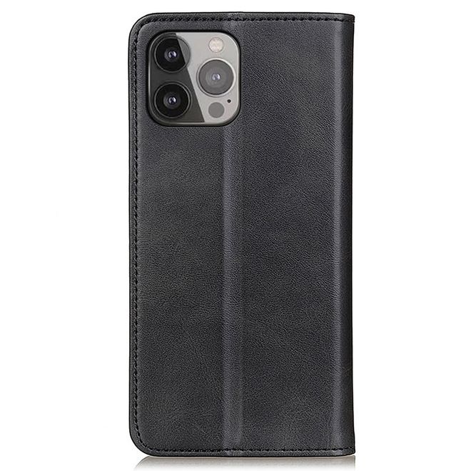 iPhone 13 Pro Max Handy Hülle - Classic V Leder Bookcover Series - schwarz