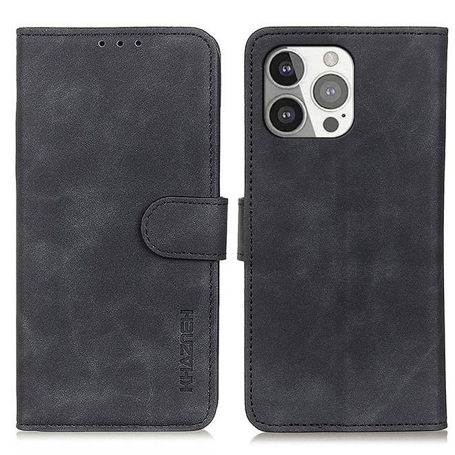 Étui pour iPhone 13 Pro - Collection Classic IV Leather Bookcover - Noir