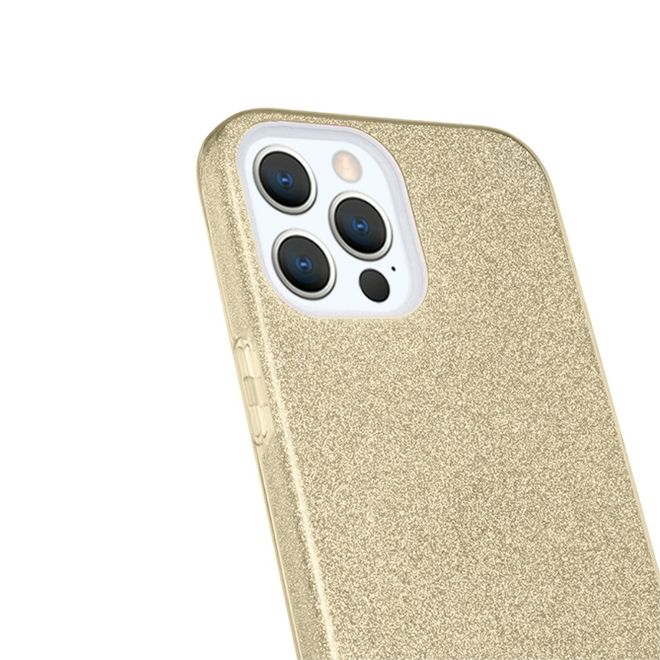 iPhone 13 Pro Max case - glitter hard case - gold