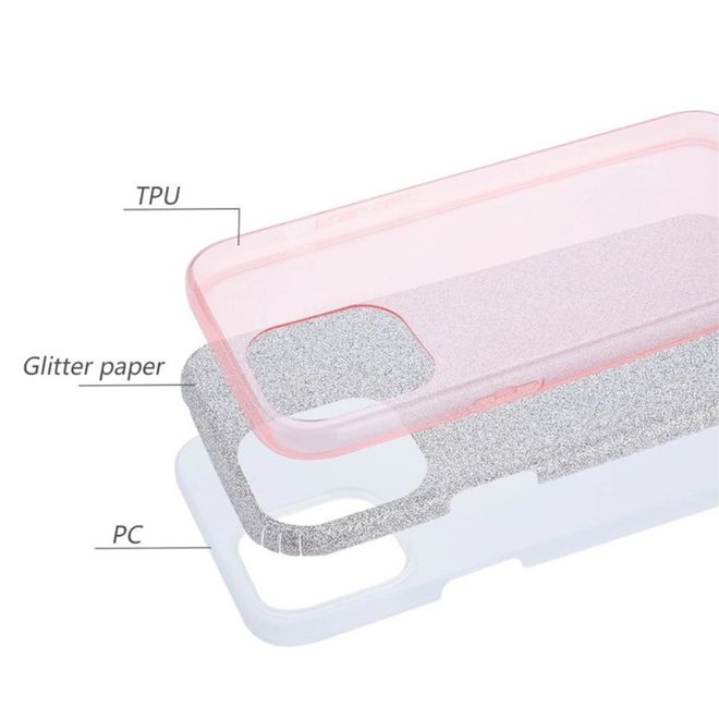 iPhone 13 Pro Max case - glitter hard case - pink