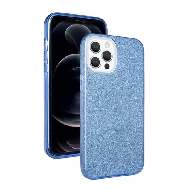 iPhone 13 Pro Hülle - Glitzer Hardcase - blau