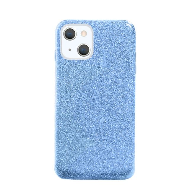 iPhone 13 mini case - glitter hard case - blue