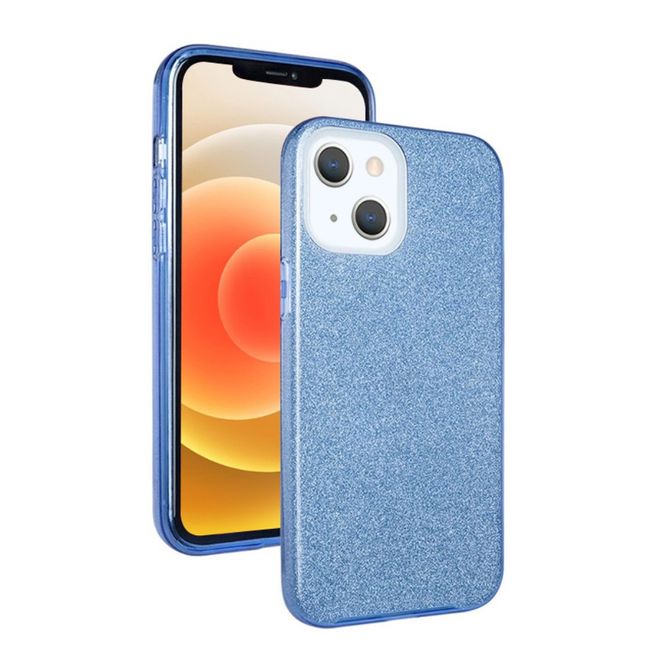 iPhone 13 mini case - glitter hard case - blue