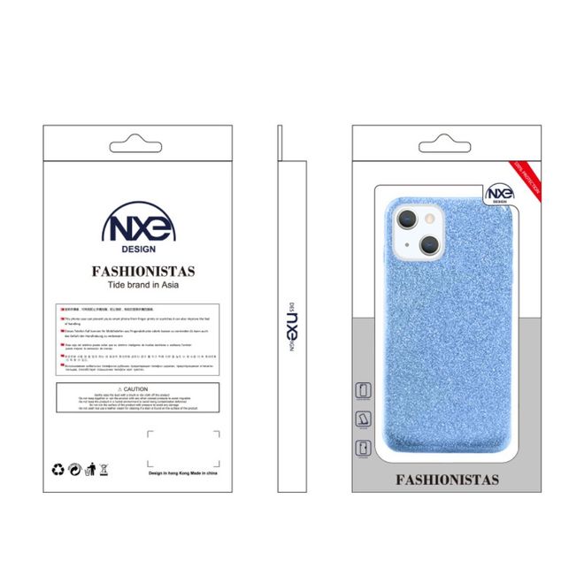 iPhone 13 mini case - glitter hard case - blue