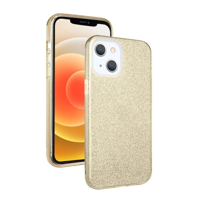 iPhone 13 mini case - glitter hard case - gold