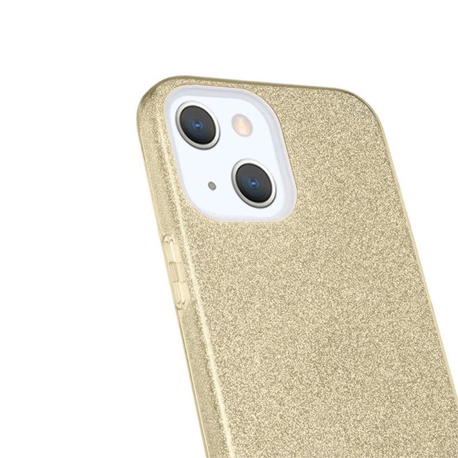 iPhone 13 mini case - glitter hard case - gold
