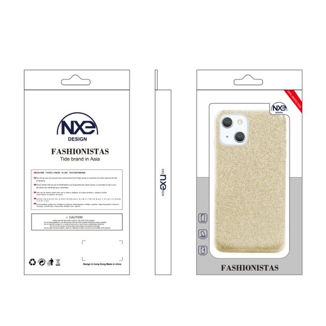iPhone 13 mini case - glitter hard case - gold