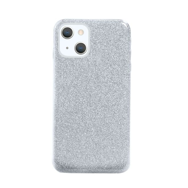 iPhone 13 mini Hülle - Glitzer Hardcase - silber
