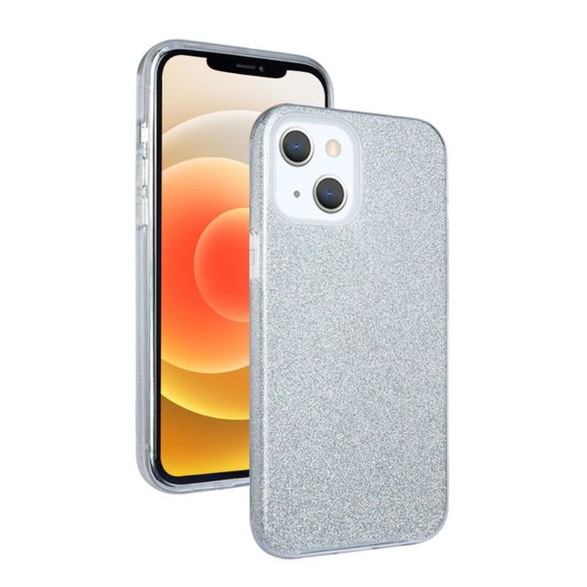 iPhone 13 mini Hülle - Glitzer Hardcase - silber