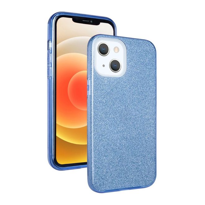 iPhone 13 case - glitter hard case - blue