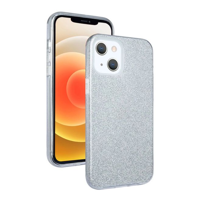 Coque pour iPhone 13 - Coque rigide à paillettes - Argent