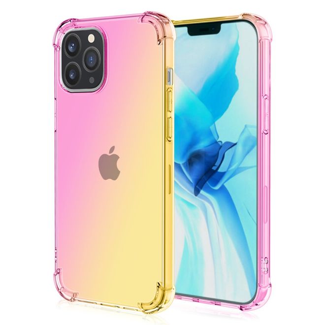 iPhone 13 Pro Max Case - TPU Softcase with Gradient Color - Pink/Gold