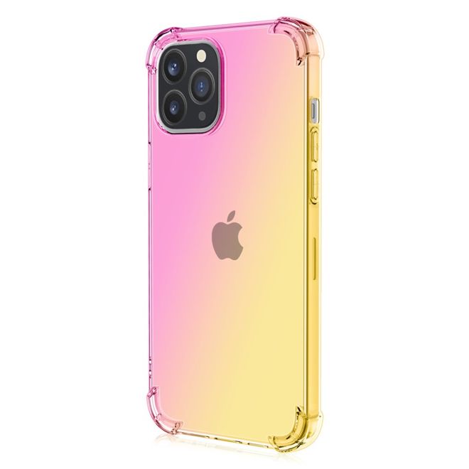 iPhone 13 Pro Max Case - TPU Softcase with Gradient Color - Pink/Gold