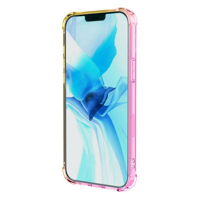 iPhone 13 Pro Max Case - TPU Softcase with Gradient Color - Pink/Gold