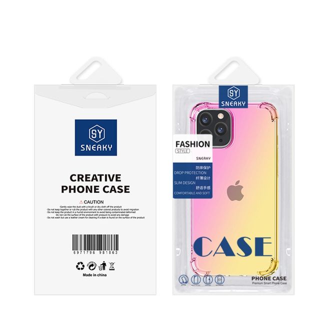 iPhone 13 Pro Max Case - TPU Softcase with Gradient Color - Pink/Gold