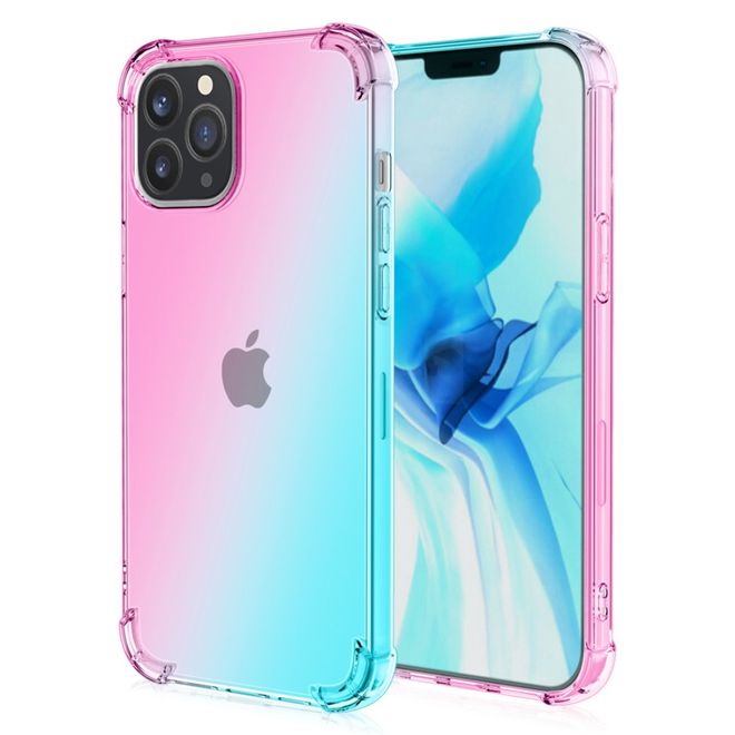 iPhone 13 Pro Max Case - TPU Softcase with Gradient Color - Pink/Green